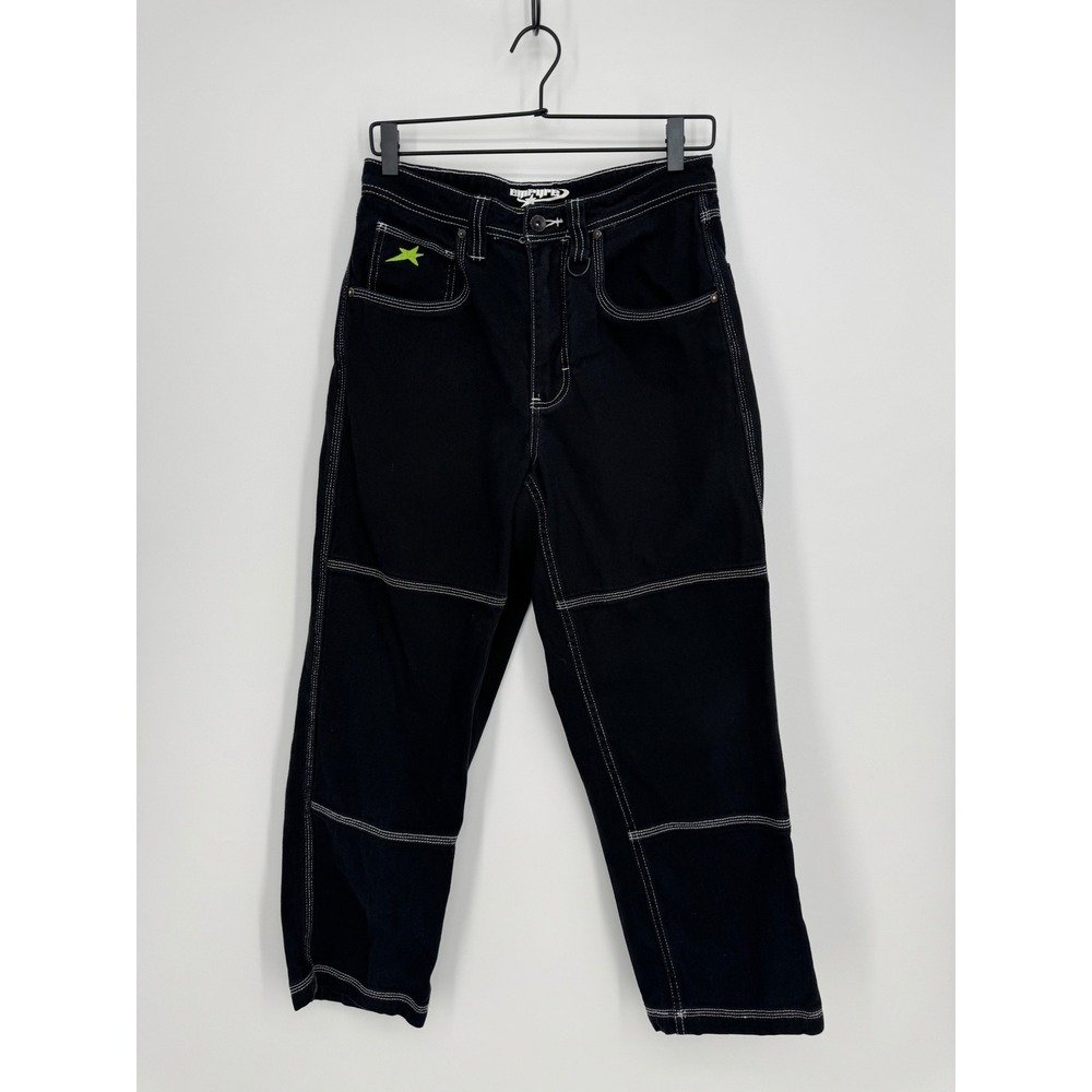 Empyre Kids Black Contrast Stitch Loose Fit Skate Jeans Star Logo Size 28